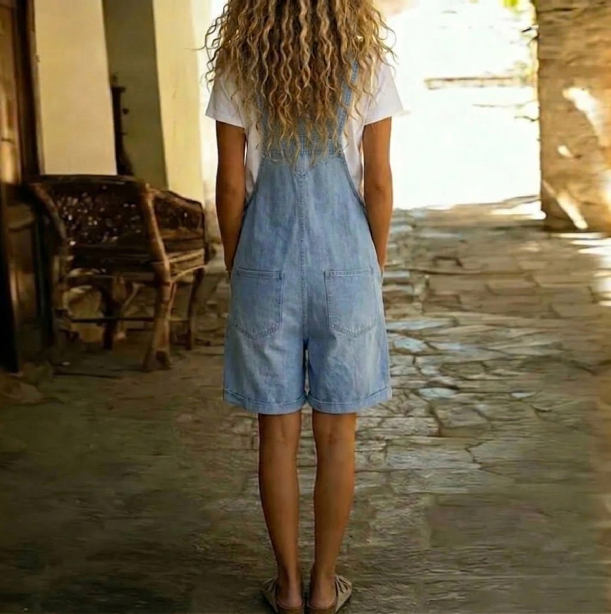 Women’s Denim Short Overalls