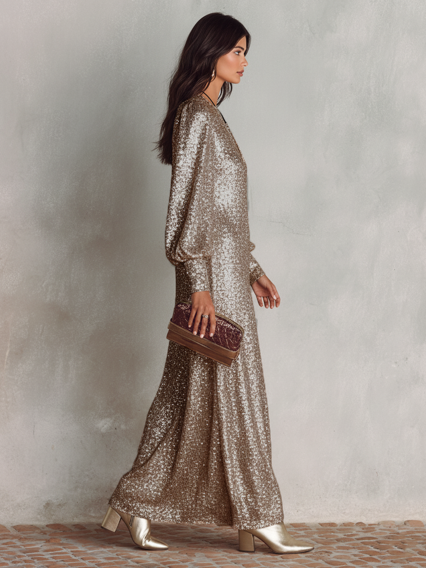 Women’s V-Neck Maxi Party Dress