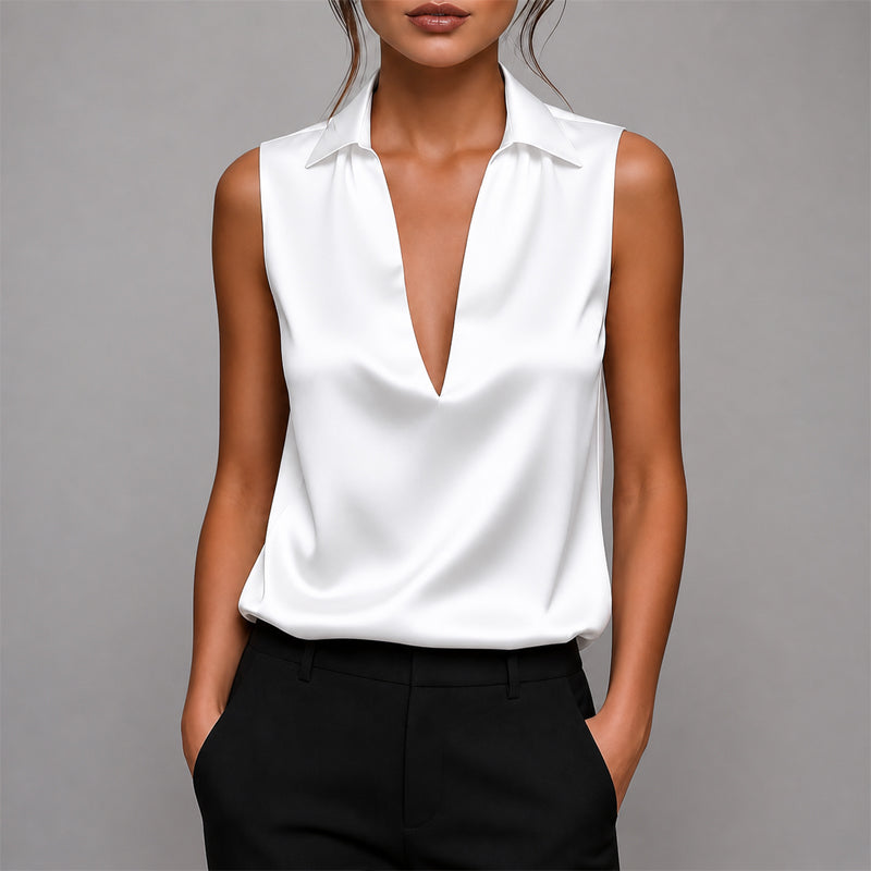 Women’s Deep V-Neck Sleeveless Blouse