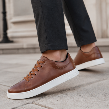 Men's Leather Lace-Up Comfort Sneakers