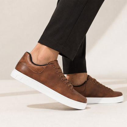 Men's Leather Lace-Up Comfort Sneakers