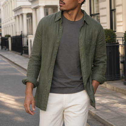 Men's Relaxed Fit Linen Blend Shirt