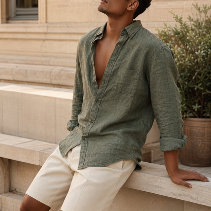 Men's Relaxed Fit Linen Blend Shirt