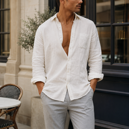 Men's Relaxed Fit Linen Blend Shirt