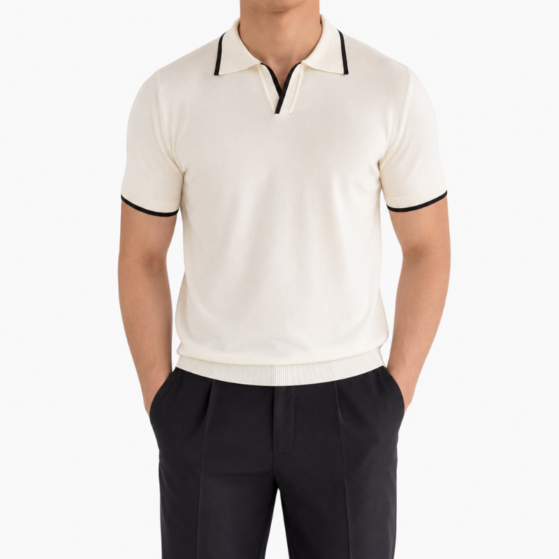 Men's Slim Fit Contrast Knit Polo Shirt
