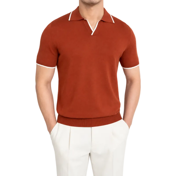 Men's Slim Fit Contrast Knit Polo Shirt