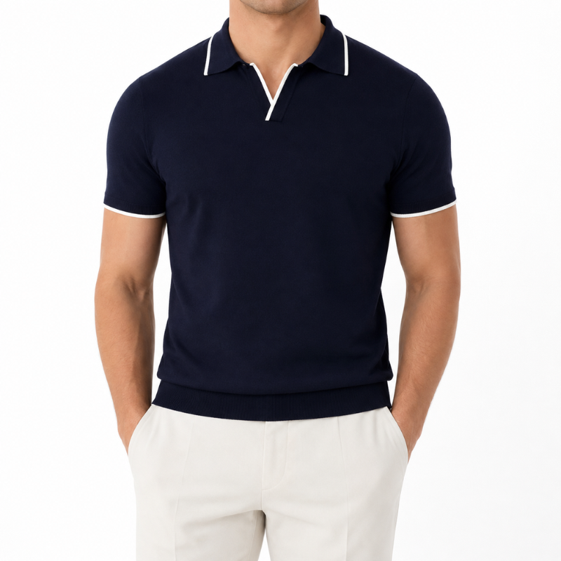 Men's Slim Fit Contrast Knit Polo Shirt