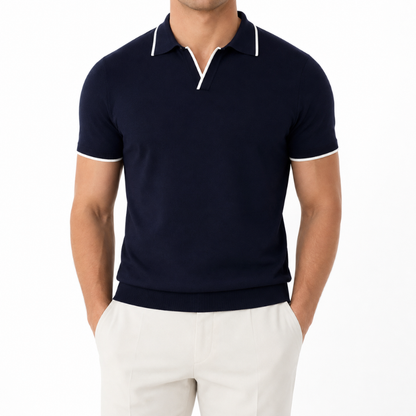 Men's Slim Fit Contrast Knit Polo Shirt