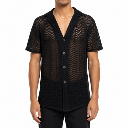 Men's Hollow Knit Polo Top