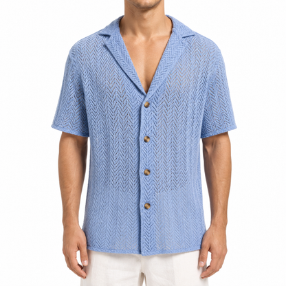 Men's Hollow Knit Polo Top