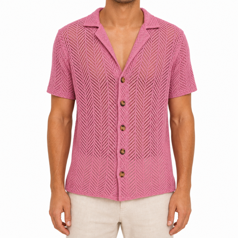 Men's Hollow Knit Polo Top