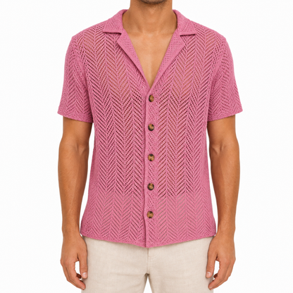 Men's Hollow Knit Polo Top