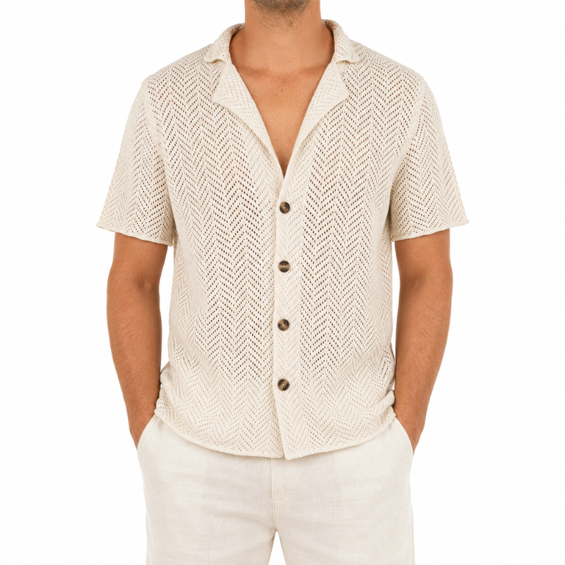 Men's Hollow Knit Polo Top