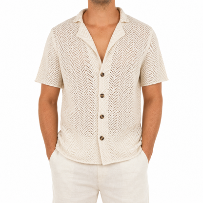 Men's Hollow Knit Polo Top