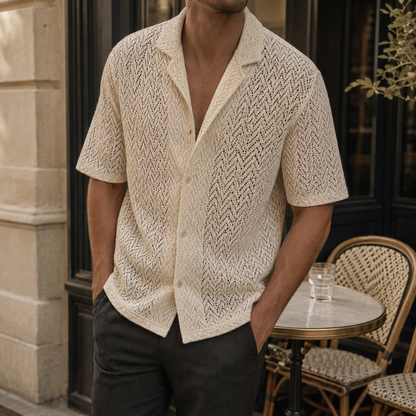 Men's Hollow Knit Polo Top