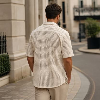 Men's Hollow Knit Polo Top