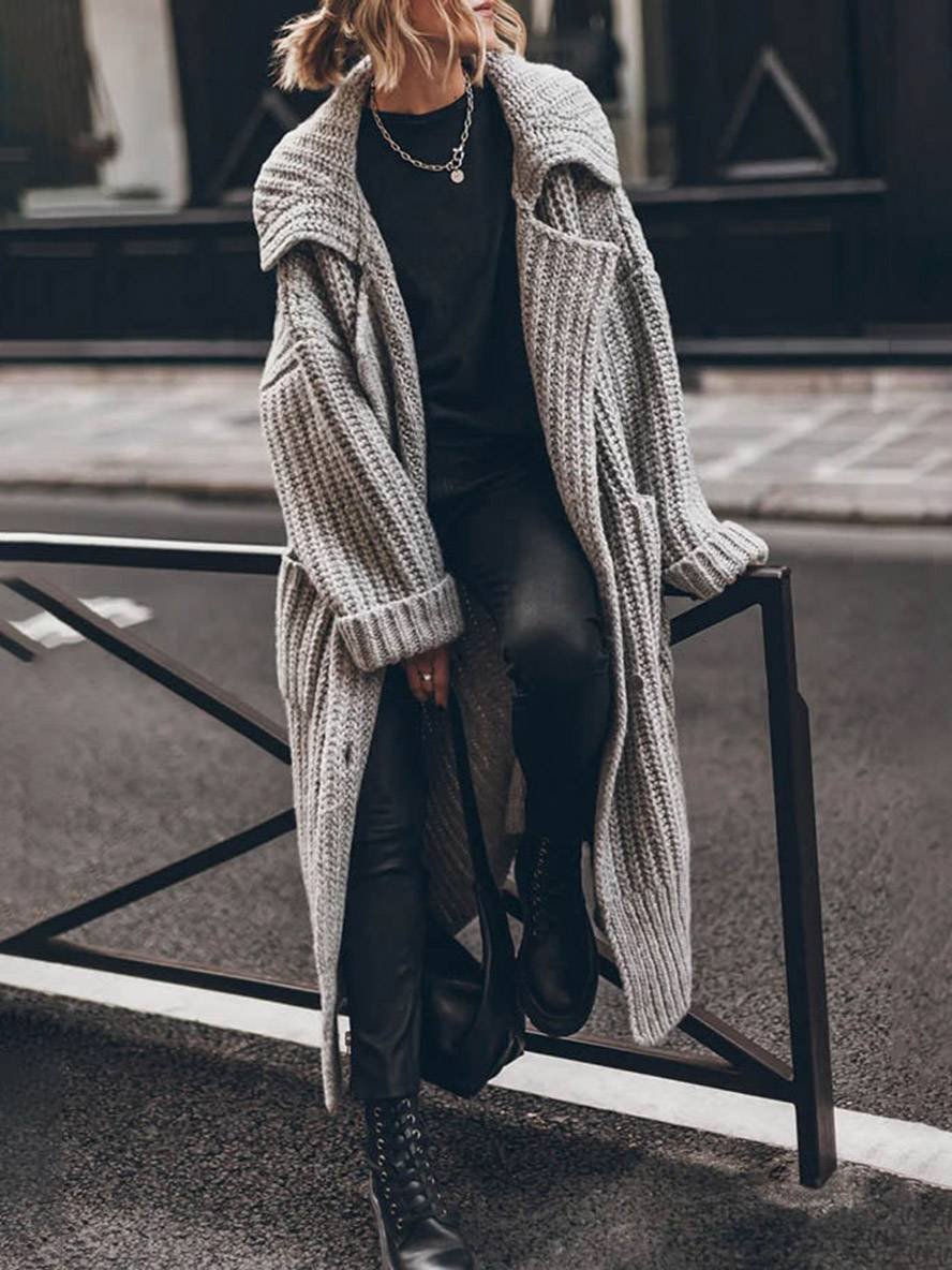 Women’s Oversized Longline Rib-Knit Cardigan