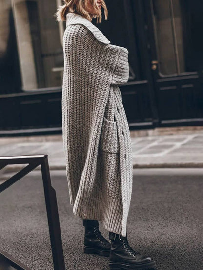 Women’s Oversized Longline Rib-Knit Cardigan