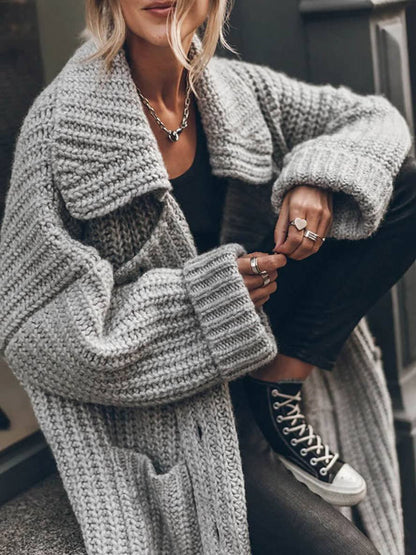 Women’s Oversized Longline Rib-Knit Cardigan