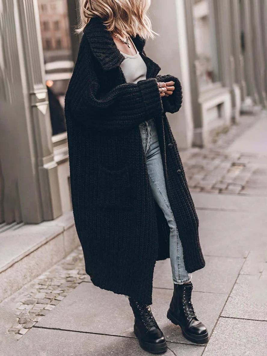 Women’s Oversized Longline Rib-Knit Cardigan