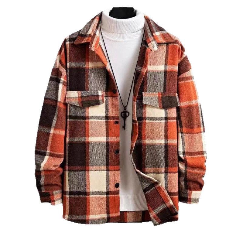 Men's Plaid Flannel Shacket with Button Front