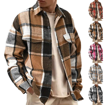 Men's Plaid Flannel Shacket with Button Front