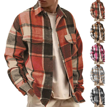 Men's Plaid Flannel Shacket with Button Front