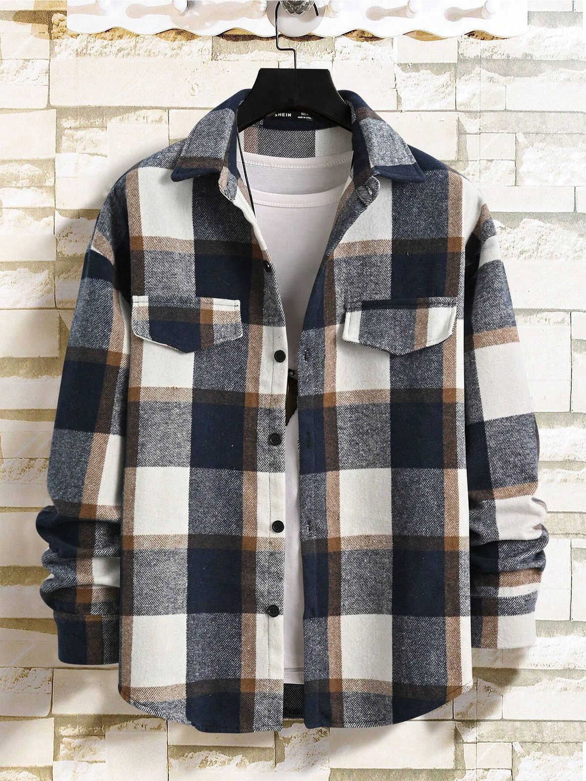 Men's Plaid Flannel Shacket with Button Front