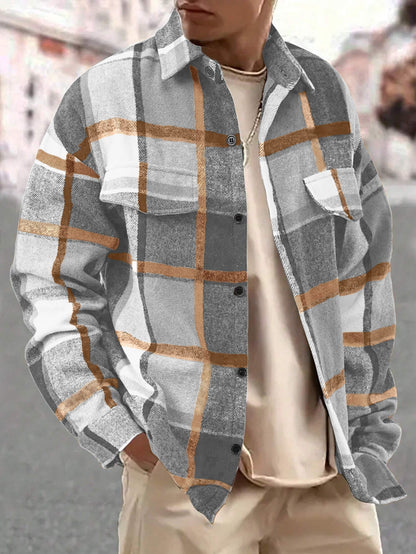 Men's Plaid Flannel Shacket with Button Front
