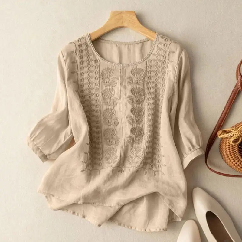 Women’s Embroidered Relaxed-Fit Blouse
