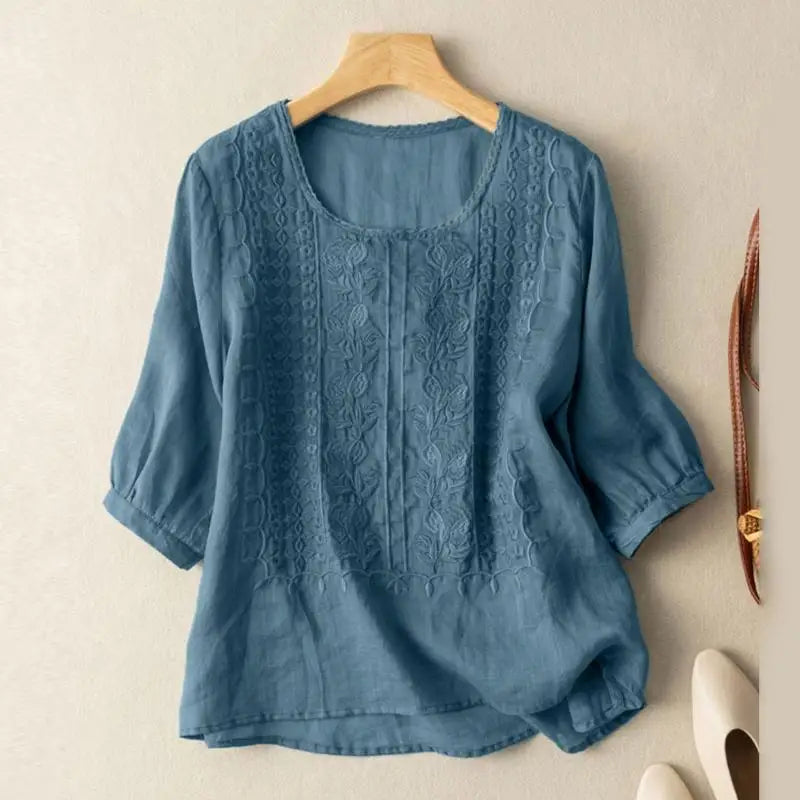Women’s Embroidered Relaxed-Fit Blouse