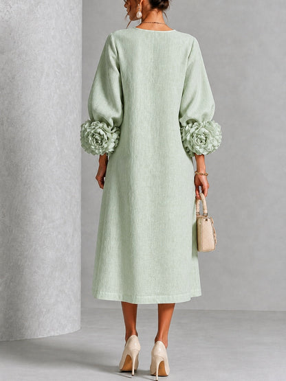 Women’s Textured Round-Neck Midi Dress