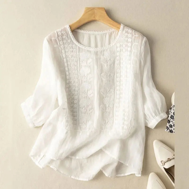 Women’s Embroidered Relaxed-Fit Blouse