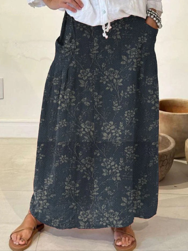 Women’s Floral Elastic-Waist Skirt