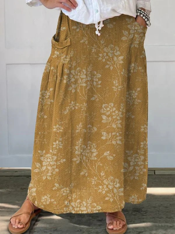 Women’s Floral Elastic-Waist Skirt