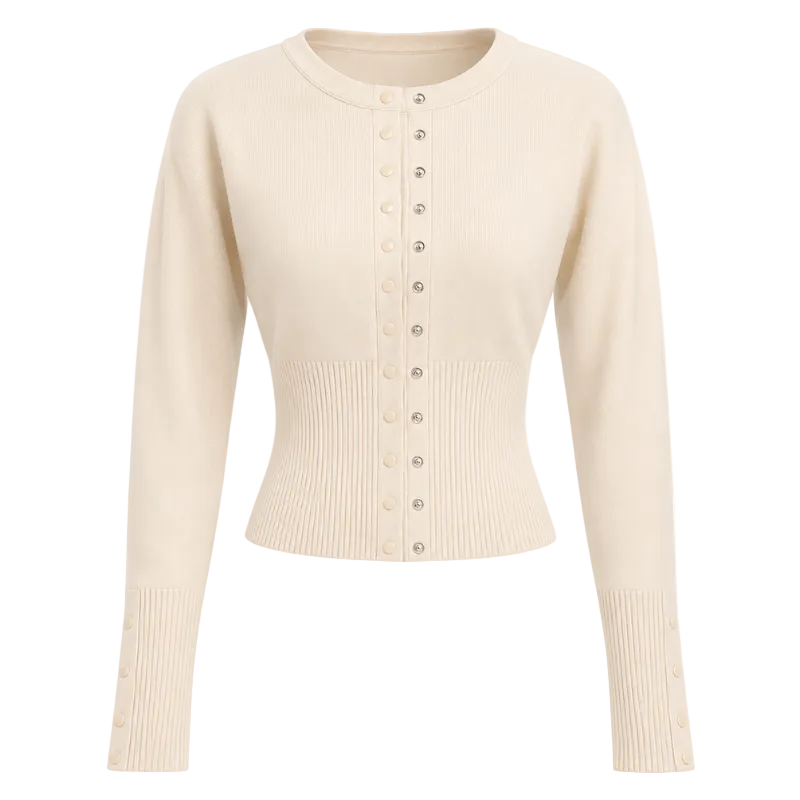 Women's Cropped Knit Button Cardigan