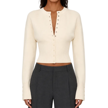 Women's Cropped Knit Button Cardigan