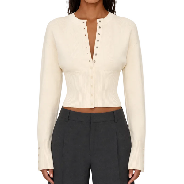 Women's Cropped Knit Button Cardigan