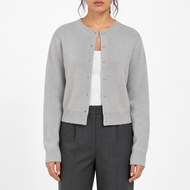 Women's Cropped Ribbed Knit Cardigan