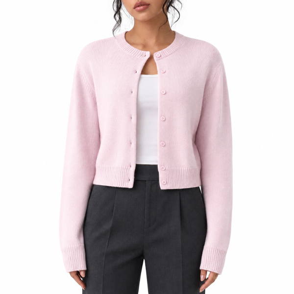 Women's Cropped Ribbed Knit Cardigan