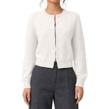 Women's Cropped Ribbed Knit Cardigan