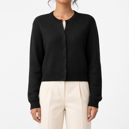 Women's Cropped Ribbed Knit Cardigan