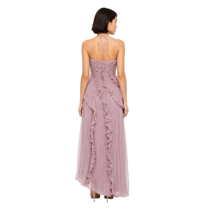 Women's Halter Neck Ruffle Maxi Dress
