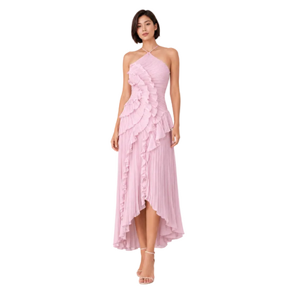 Women's Halter Neck Ruffle Maxi Dress