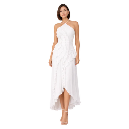 Women's Halter Neck Ruffle Maxi Dress