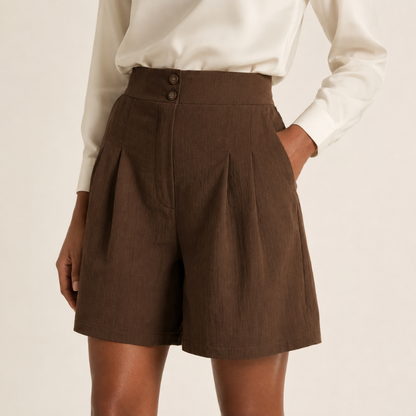 Women's High Waist Pleated Bermuda Shorts