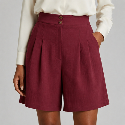 Women's High Waist Pleated Bermuda Shorts