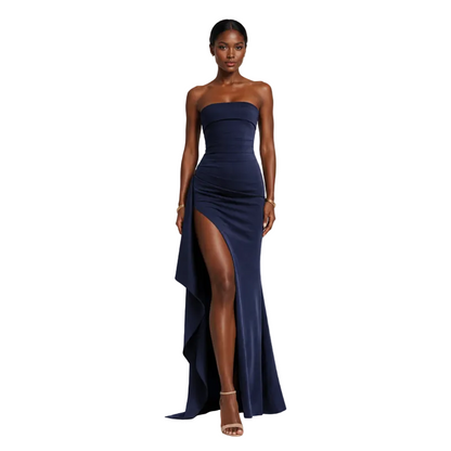 Women's Strapless Side Slit Maxi Dress