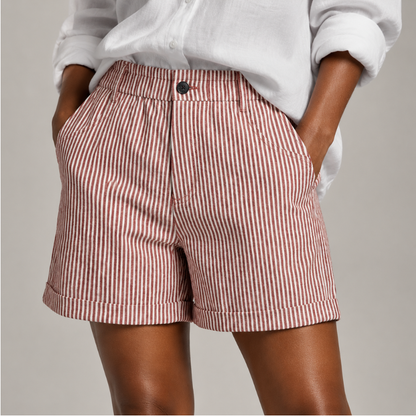Women's Striped High Waist Tailored Shorts