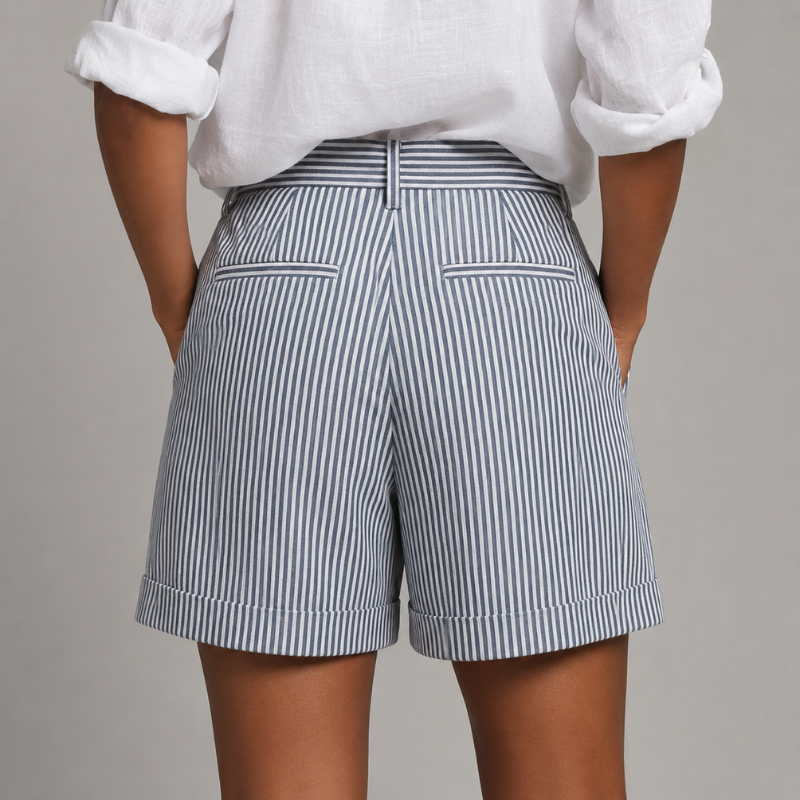Women's Striped High Waist Tailored Shorts